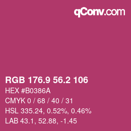 カラーコード: RGB 176.9 56.2 106 | qconv.com