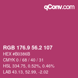 カラーコード: RGB 176.9 56.2 107 | qconv.com