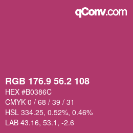 カラーコード: RGB 176.9 56.2 108 | qconv.com