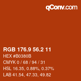 カラーコード: RGB 176.9 56.2 11 | qconv.com