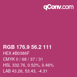 カラーコード: RGB 176.9 56.2 111 | qconv.com