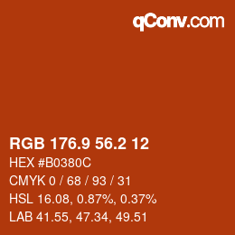 カラーコード: RGB 176.9 56.2 12 | qconv.com