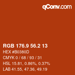 カラーコード: RGB 176.9 56.2 13 | qconv.com