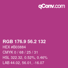 カラーコード: RGB 176.9 56.2 132 | qconv.com
