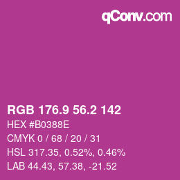 カラーコード: RGB 176.9 56.2 142 | qconv.com