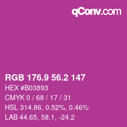 カラーコード: RGB 176.9 56.2 147 | qconv.com