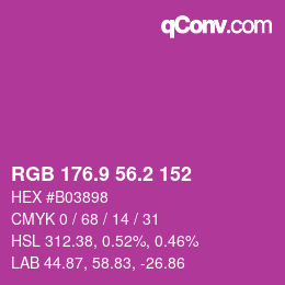 カラーコード: RGB 176.9 56.2 152 | qconv.com