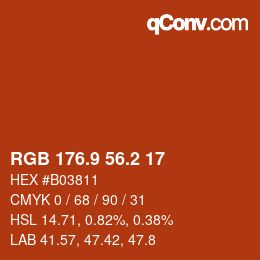 カラーコード: RGB 176.9 56.2 17 | qconv.com