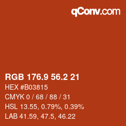 カラーコード: RGB 176.9 56.2 21 | qconv.com