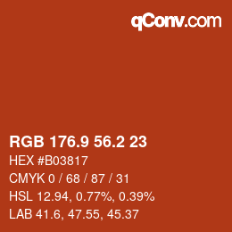 Farbcode: RGB 176.9 56.2 23 | qconv.com