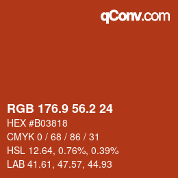 Color code: RGB 176.9 56.2 24 | qconv.com