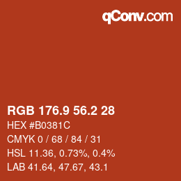 Color code: RGB 176.9 56.2 28 | qconv.com