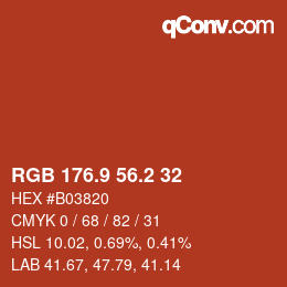 Color code: RGB 176.9 56.2 32 | qconv.com