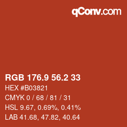 Color code: RGB 176.9 56.2 33 | qconv.com