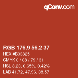 Color code: RGB 176.9 56.2 37 | qconv.com