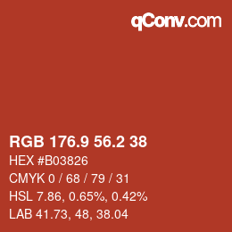 Color code: RGB 176.9 56.2 38 | qconv.com