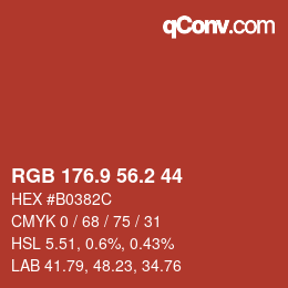 カラーコード: RGB 176.9 56.2 44 | qconv.com