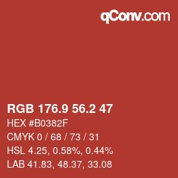 Color code: RGB 176.9 56.2 47 | qconv.com