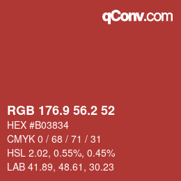 Color code: RGB 176.9 56.2 52 | qconv.com