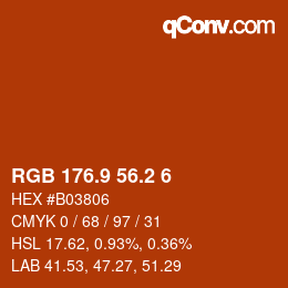 カラーコード: RGB 176.9 56.2 6 | qconv.com