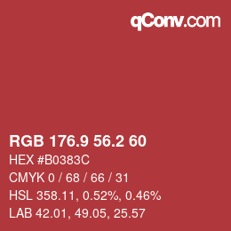 カラーコード: RGB 176.9 56.2 60 | qconv.com