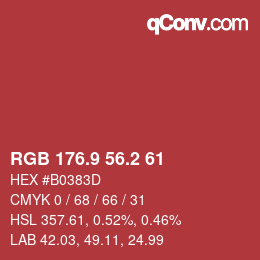 カラーコード: RGB 176.9 56.2 61 | qconv.com