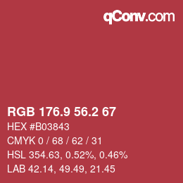 カラーコード: RGB 176.9 56.2 67 | qconv.com