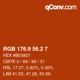 カラーコード: RGB 176.9 56.2 7 | qconv.com