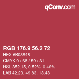 Color code: RGB 176.9 56.2 72 | qconv.com