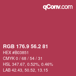 カラーコード: RGB 176.9 56.2 81 | qconv.com