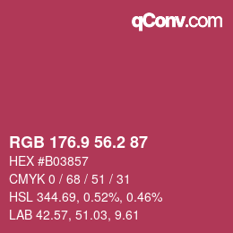 カラーコード: RGB 176.9 56.2 87 | qconv.com