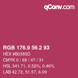 カラーコード: RGB 176.9 56.2 93 | qconv.com