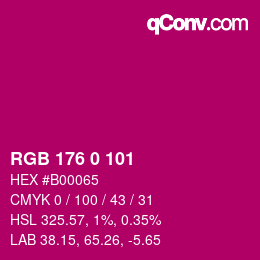 颜色代码: RGB 176 0 101 | qconv.com