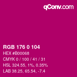 颜色代码: RGB 176 0 104 | qconv.com