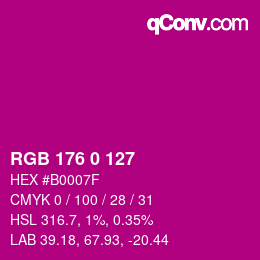 Color code: RGB 176 0 127 | qconv.com