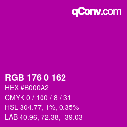 Color code: RGB 176 0 162 | qconv.com