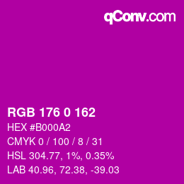 Color code: RGB 176 0 162 | qconv.com