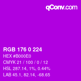 Color code: RGB 176 0 224 | qconv.com