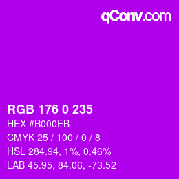 Farbcode: RGB 176 0 235 | qconv.com