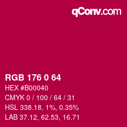 Color code: RGB 176 0 64 | qconv.com