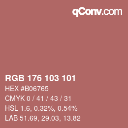 Color code: RGB 176 103 101 | qconv.com