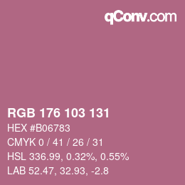 Color code: RGB 176 103 131 | qconv.com