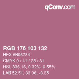 Color code: RGB 176 103 132 | qconv.com