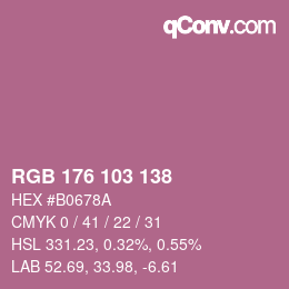 Color code: RGB 176 103 138 | qconv.com