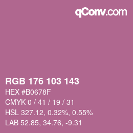 Color code: RGB 176 103 143 | qconv.com