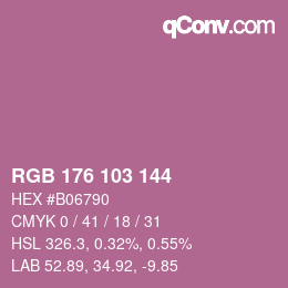 カラーコード: RGB 176 103 144 | qconv.com