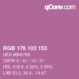 Color code: RGB 176 103 153 | qconv.com