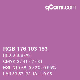カラーコード: RGB 176 103 163 | qconv.com
