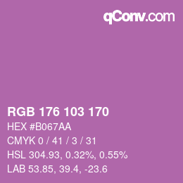 Color code: RGB 176 103 170 | qconv.com