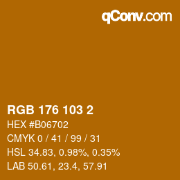 Color code: RGB 176 103 2 | qconv.com